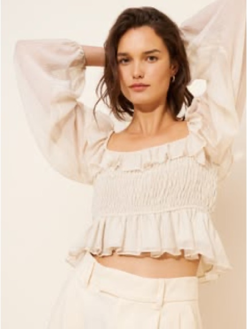 EN SAISON mary chiffon blouse in cream - Size XS